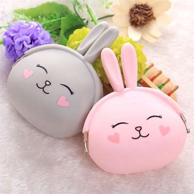 Cute chick small zipper pouch mini plush coin purse silica gel rabbit purse