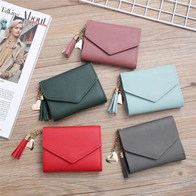 DS Factory Directly Wholesale Price Women Wallets Tassel Pendant Fashion PU Wallet Coin Purse Ladies Card Holder Wallet